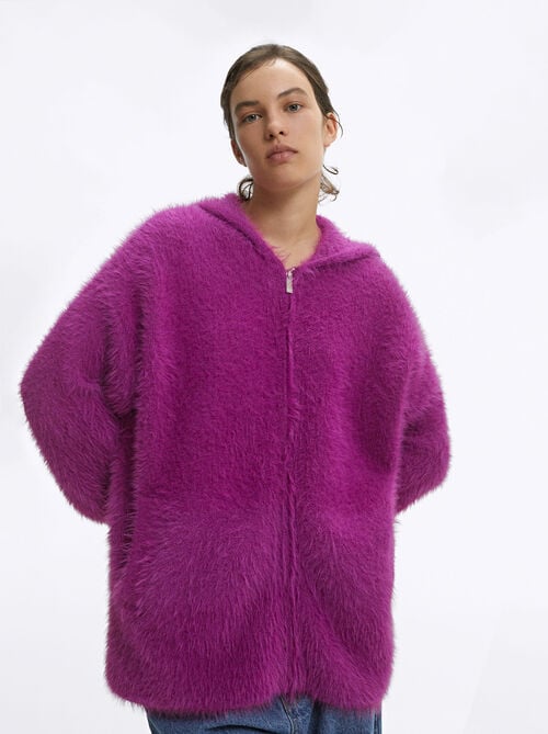 Fur Effect Knitted Cardigan