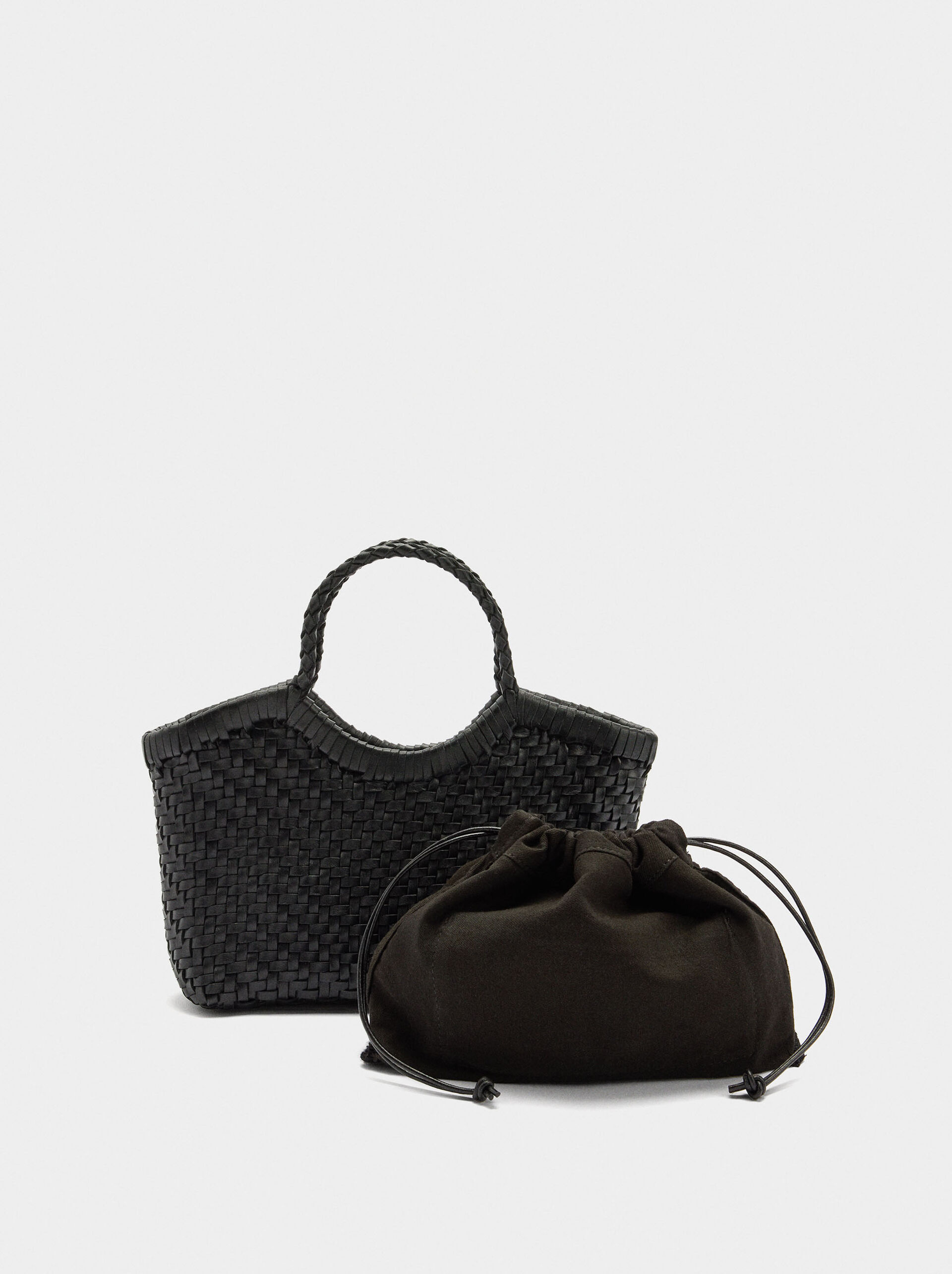 Sac cabas en cuir tressé image number 2.0