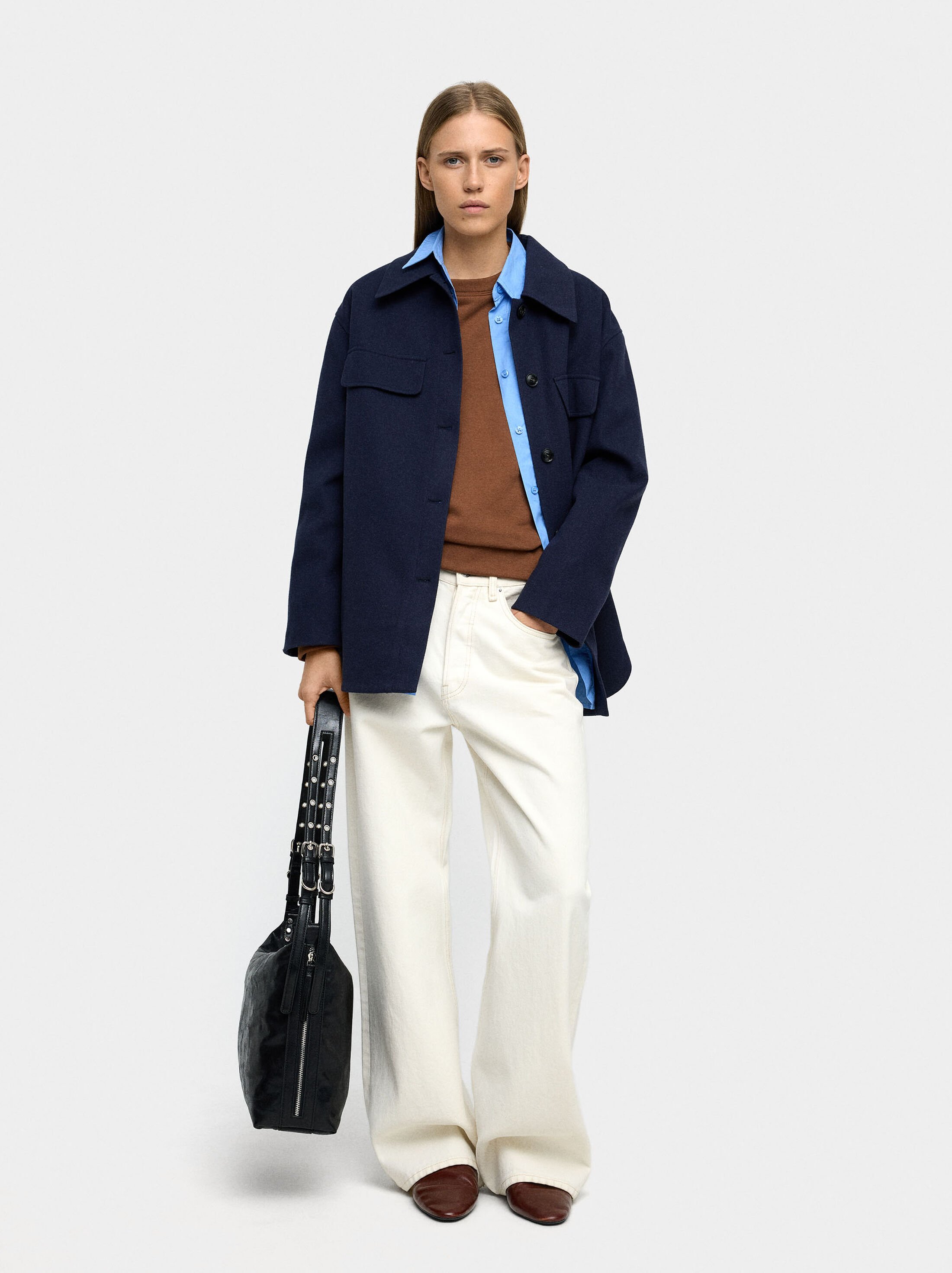 Overshirt with lapels image number 0.0