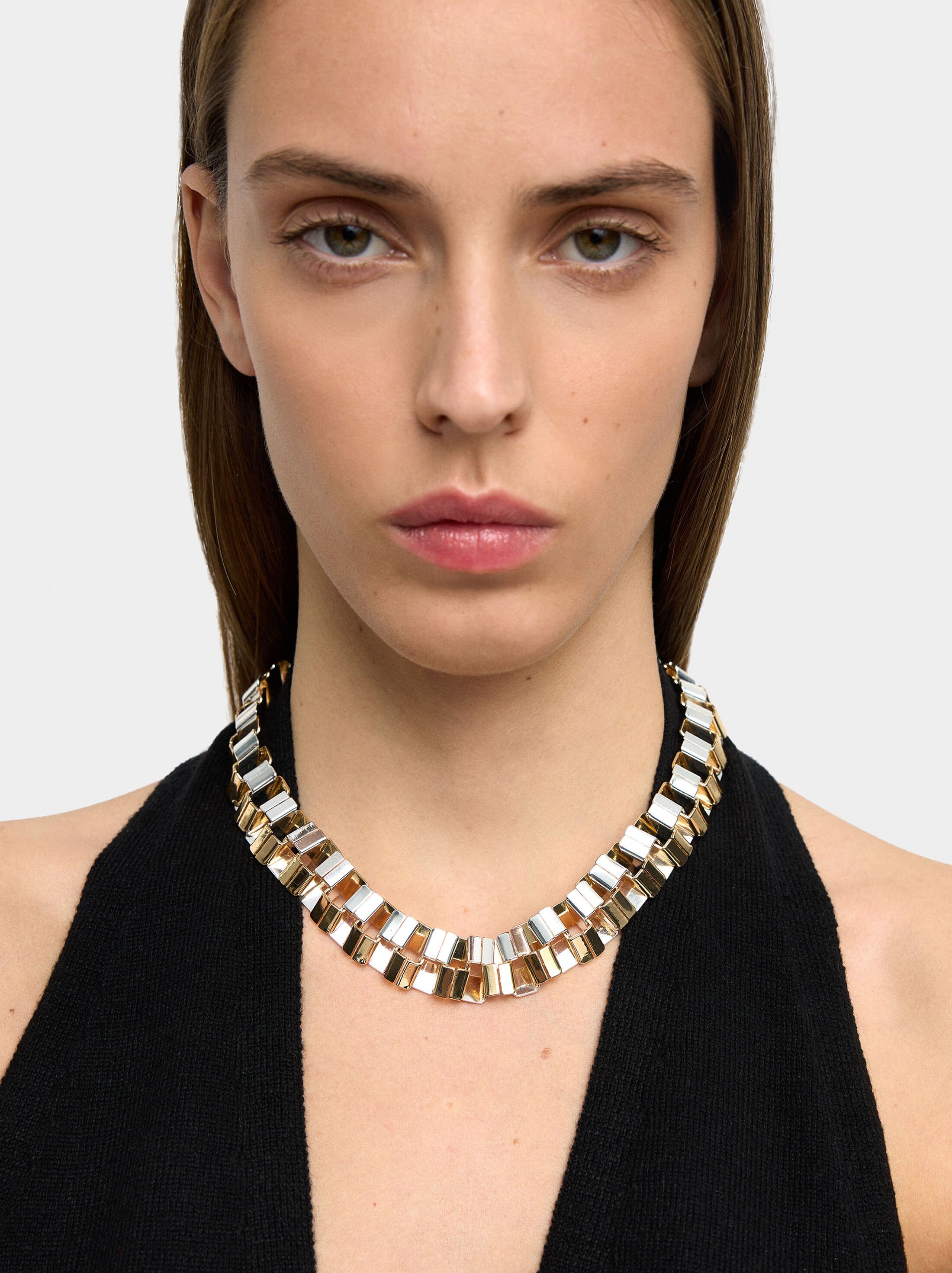 Double bicolor necklace with rectangles image number 1.0