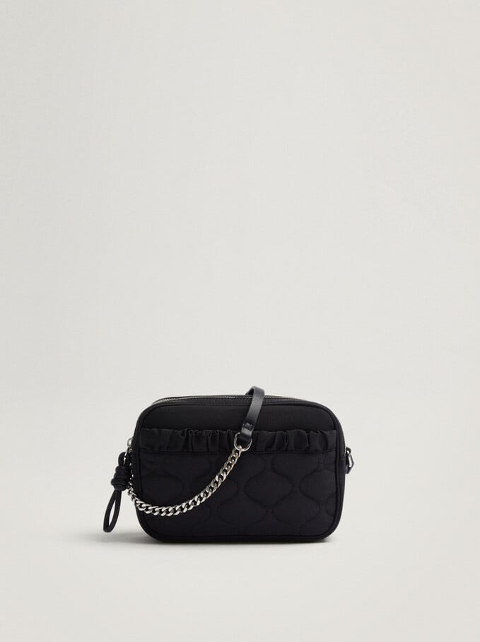 Nylon Crossbody Bag With Pleats, Black, hi-res
