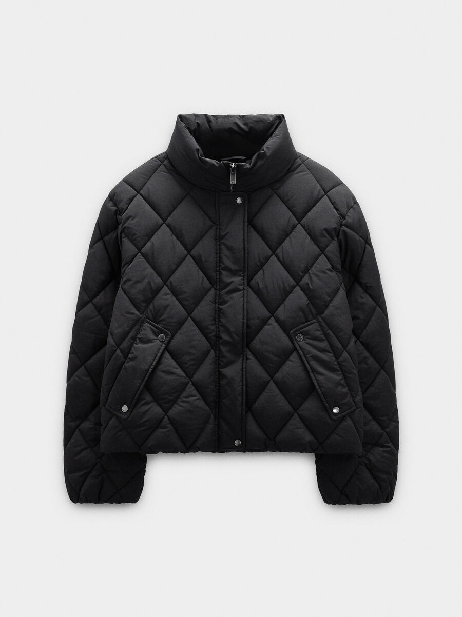 Quilted jacket with high collar