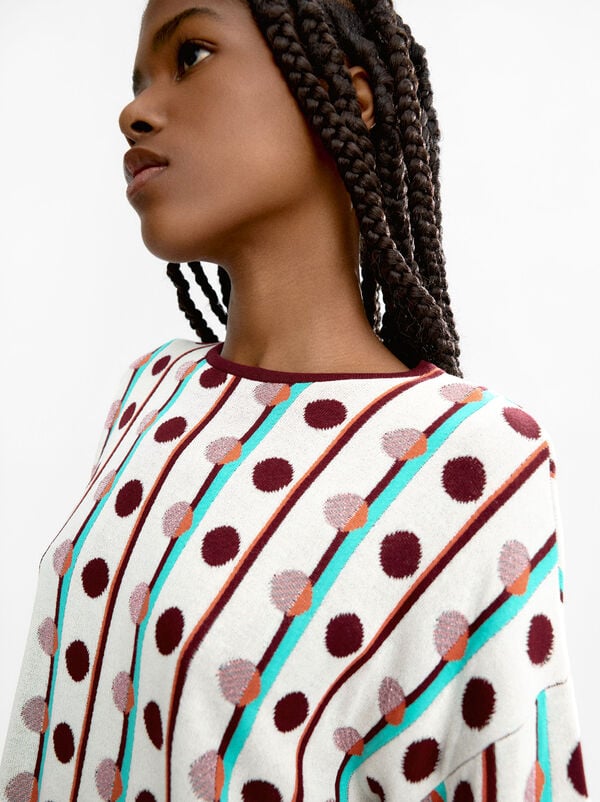 Jacquard knit polka dot sweater