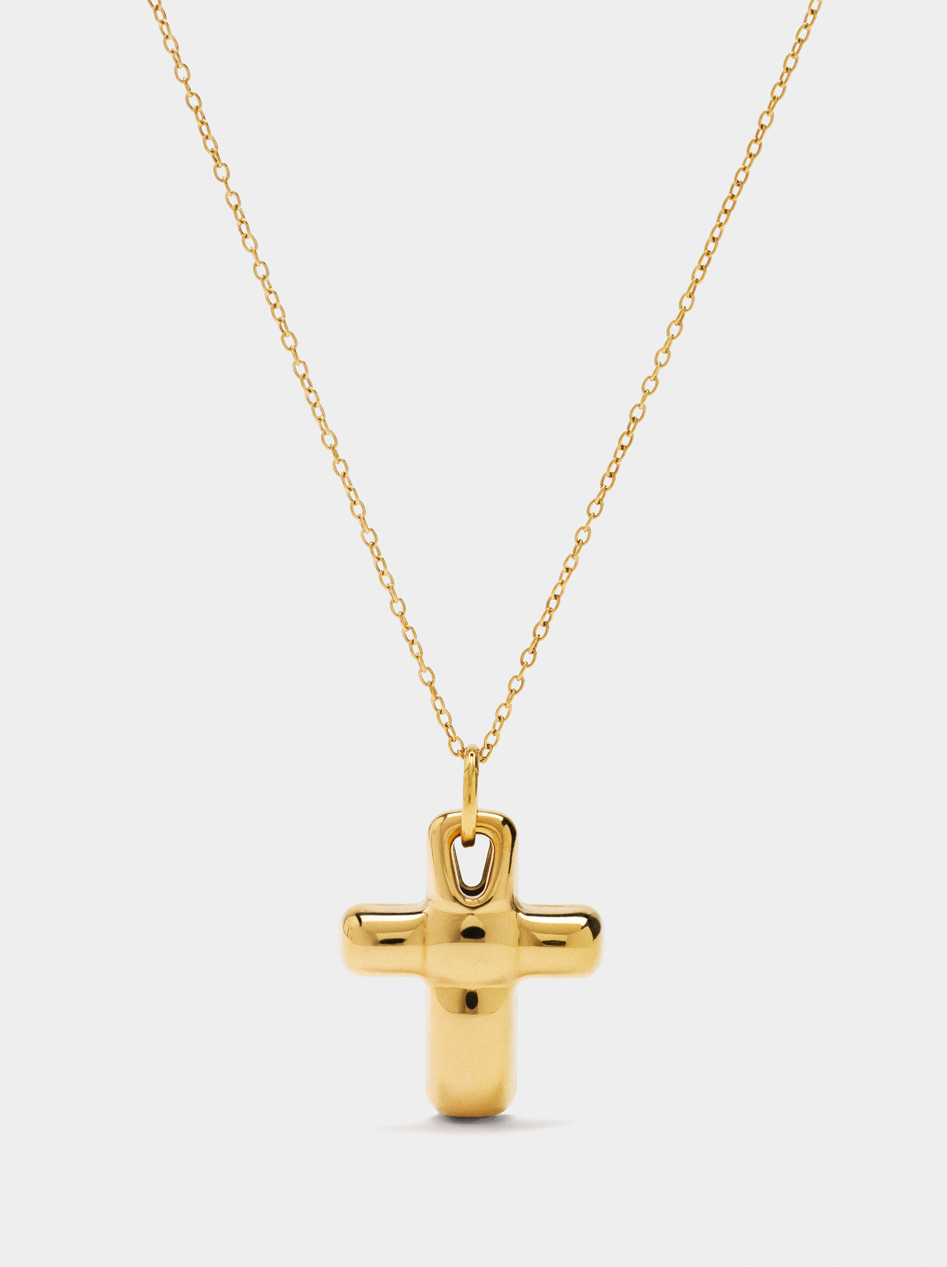 Necklace with cross pendant - stainless steel image number 0.0