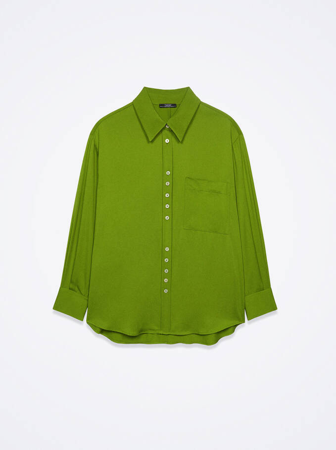 Long-Sleeve Shirt With Pocket, Green, hi-res