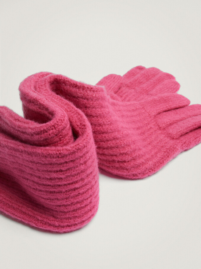 Knitted Gloves, Pink, hi-res