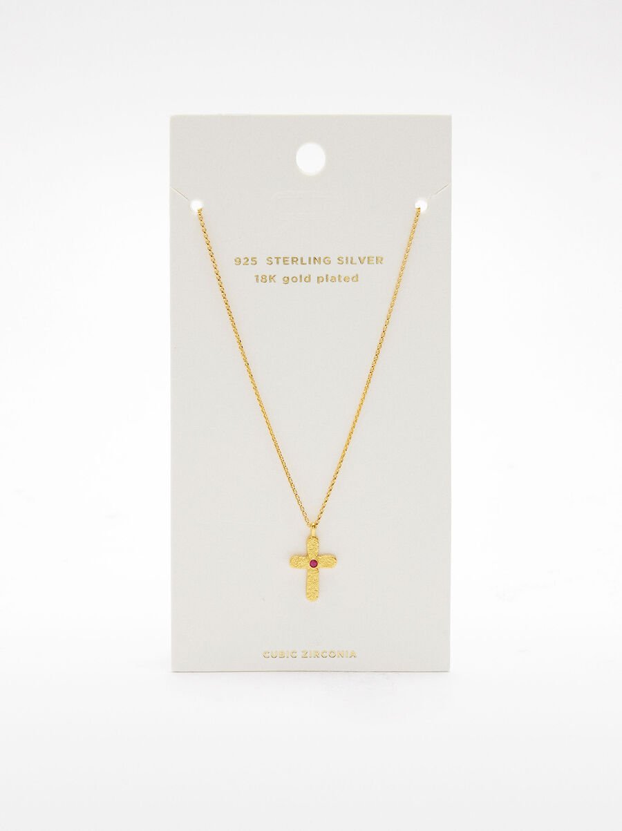 Necklace with cross and zirconia - 925 sterling silver