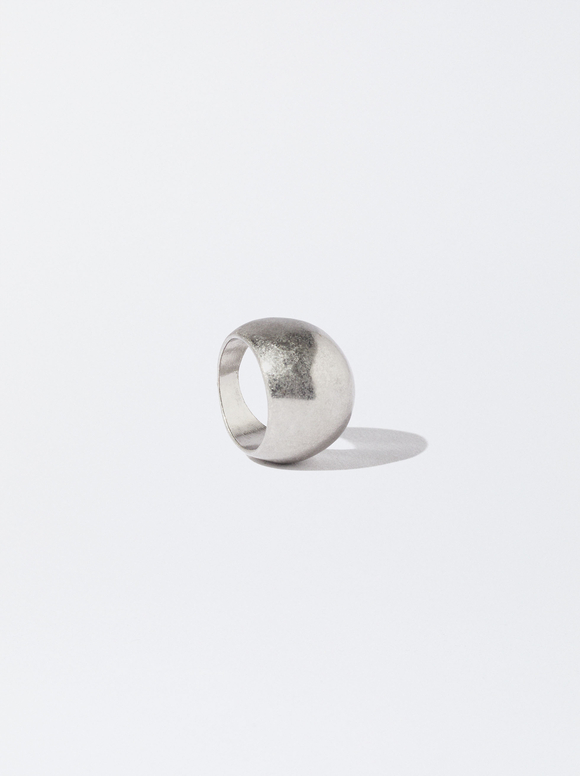 Matte Effect Silver Ring, Silver, hi-res