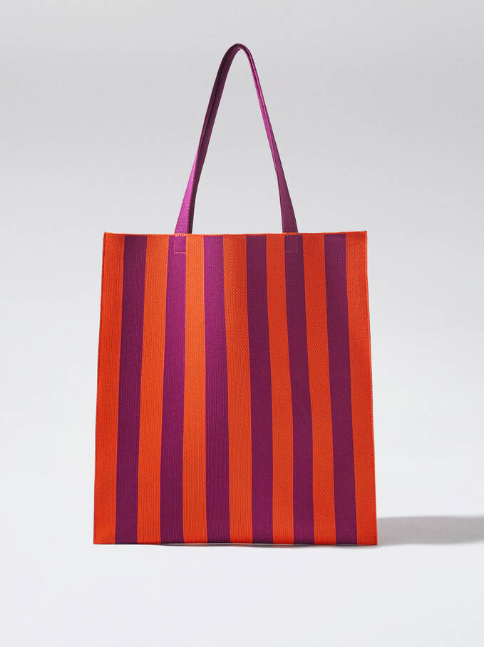 Striped Tote Bag, Orange, hi-res