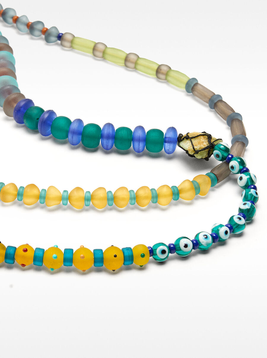 Long glass bead necklace