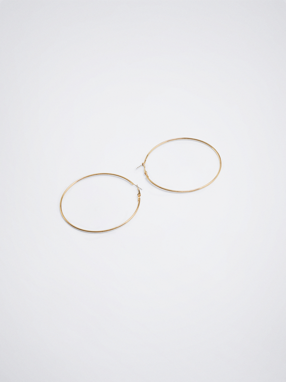 Basic Large Hoop Earrings, Golden, hi-res