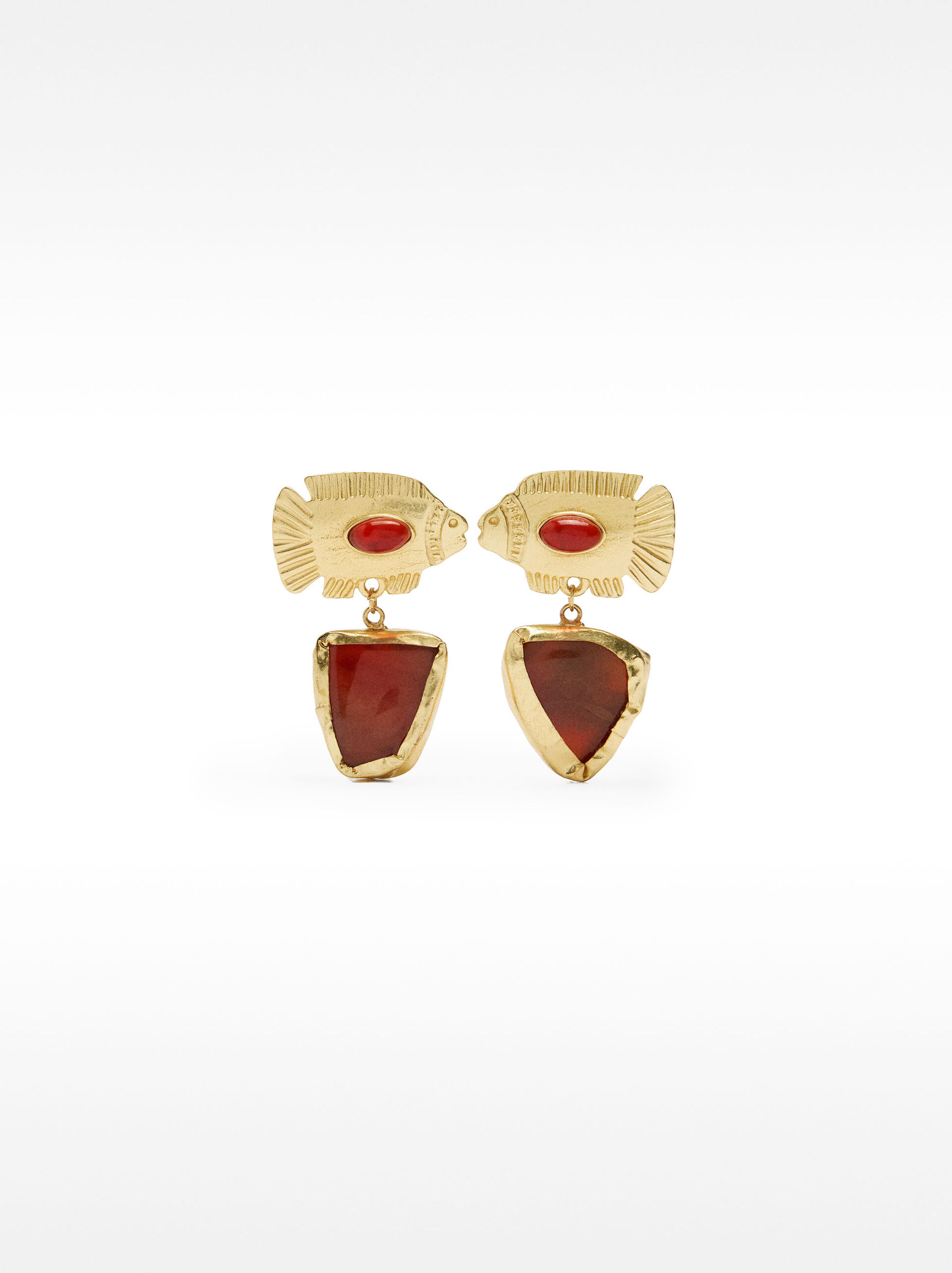 Fish earrings with stone image number 0.0