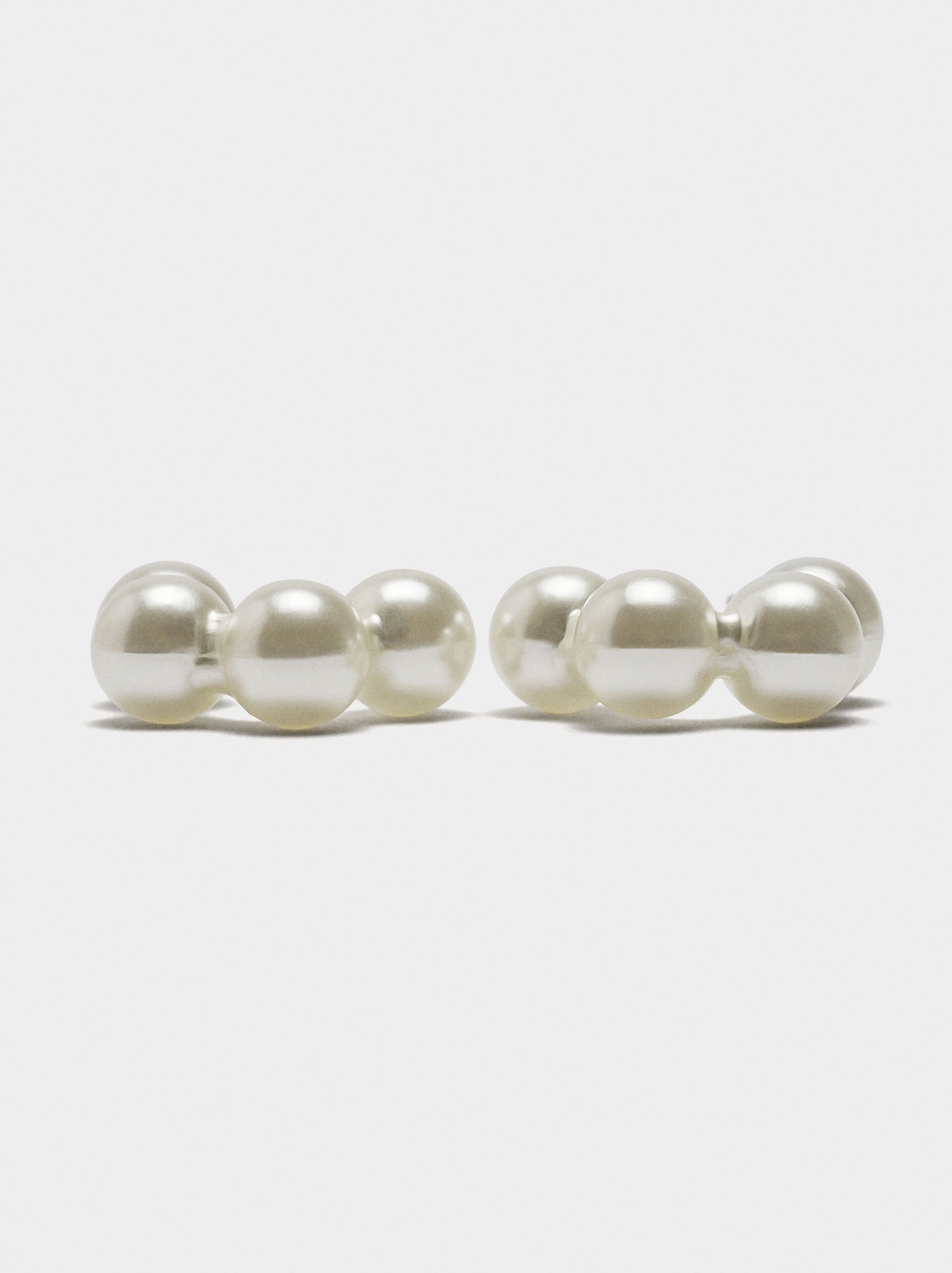 Open hoop earrings with pearls image number 2.0