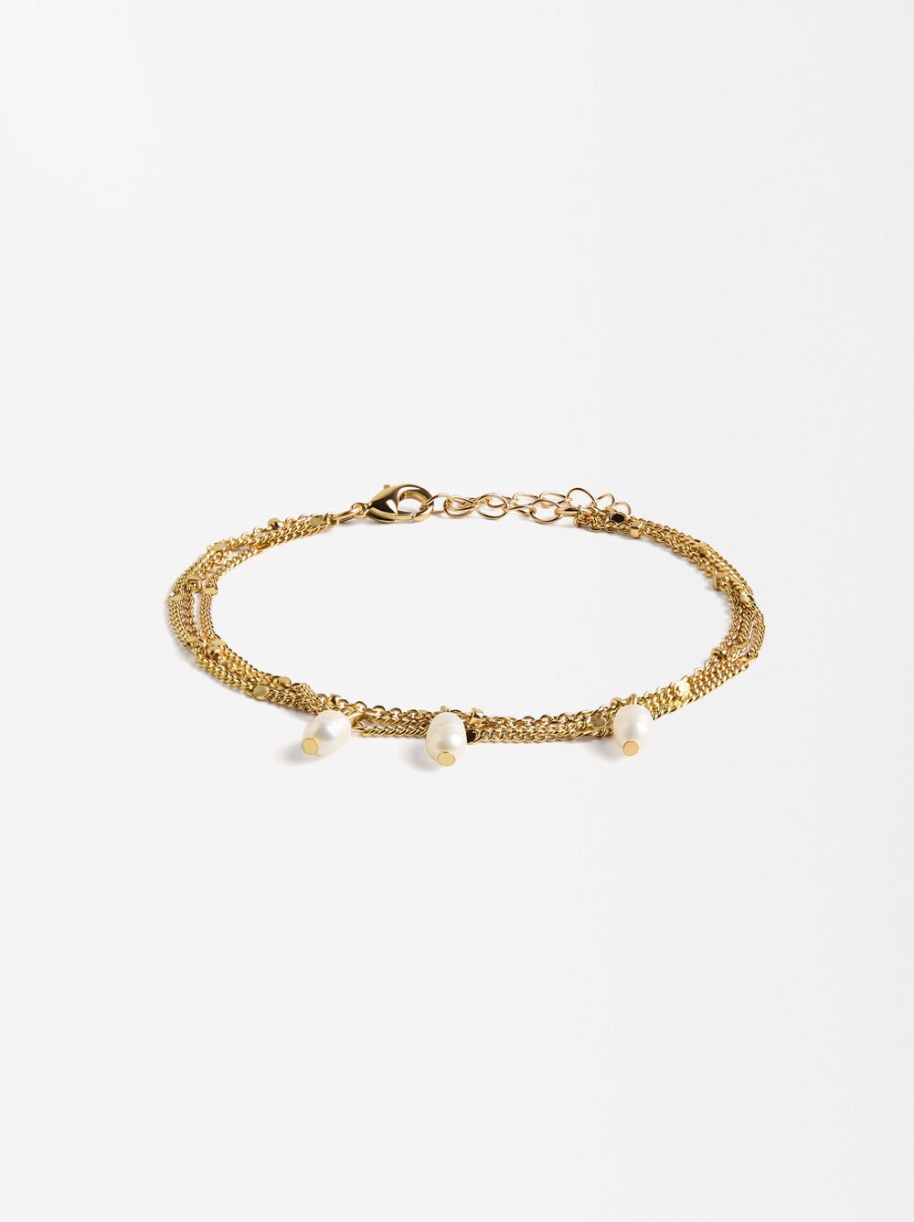 Pulsera multicadena con perlas de agua dulce