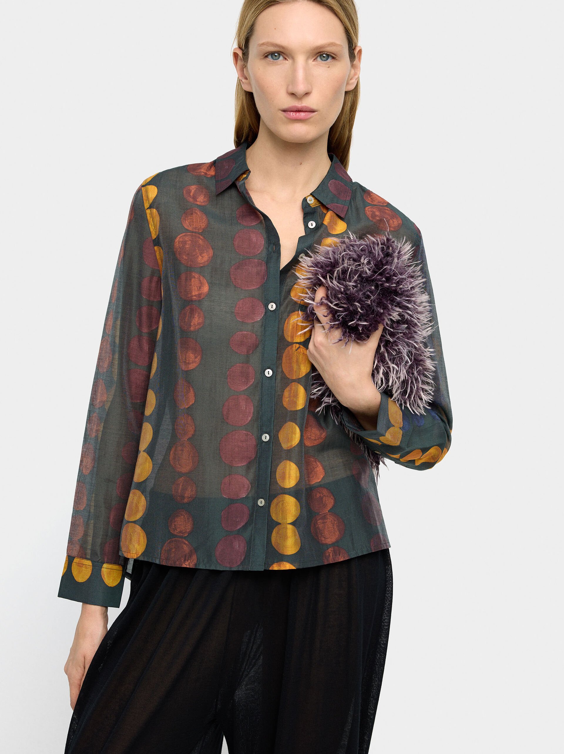 Semi-transparent printed shirt image number 0.0