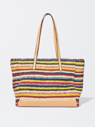 Sac Cabas En Crochet, Bleu, hi-res