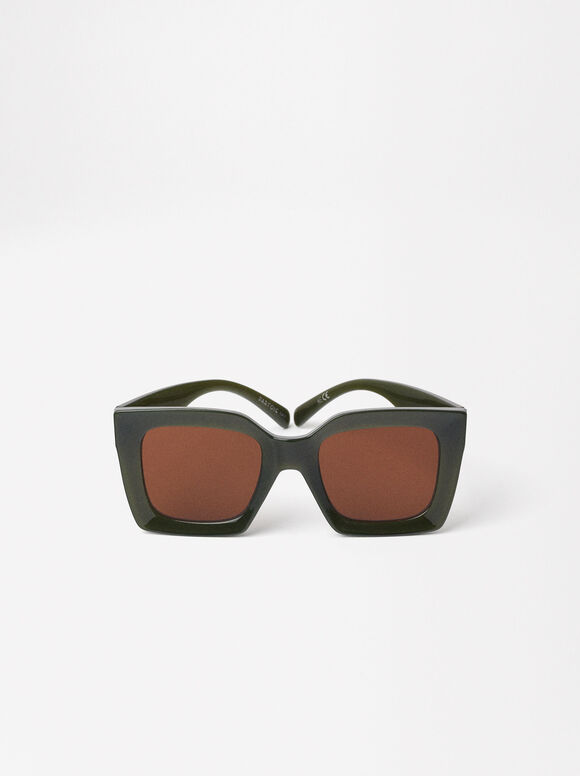 Hexagonal Sunglasses, Green, hi-res