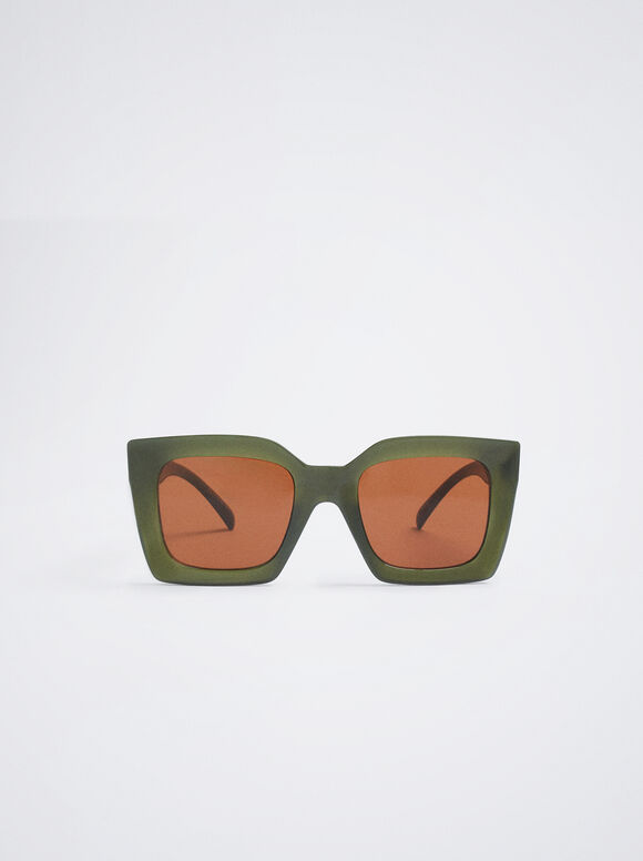Sechseckige Sonnenbrille, Grün, hi-res