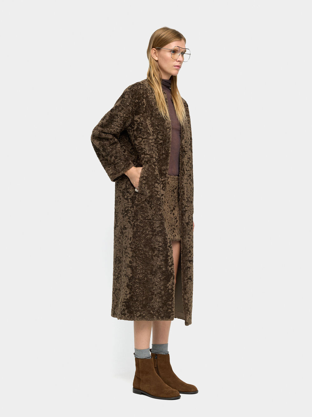 Cappotto lungo con texture