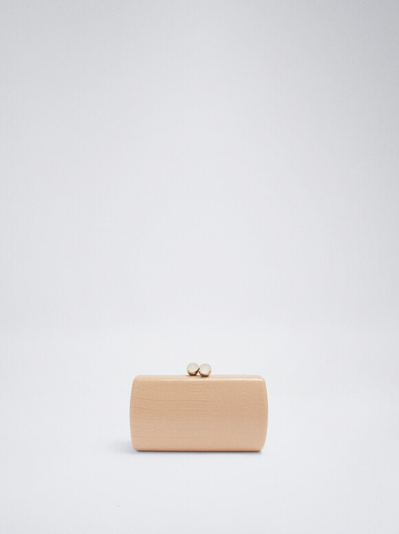 Embossed Animal Party Clutch, Pink, hi-res