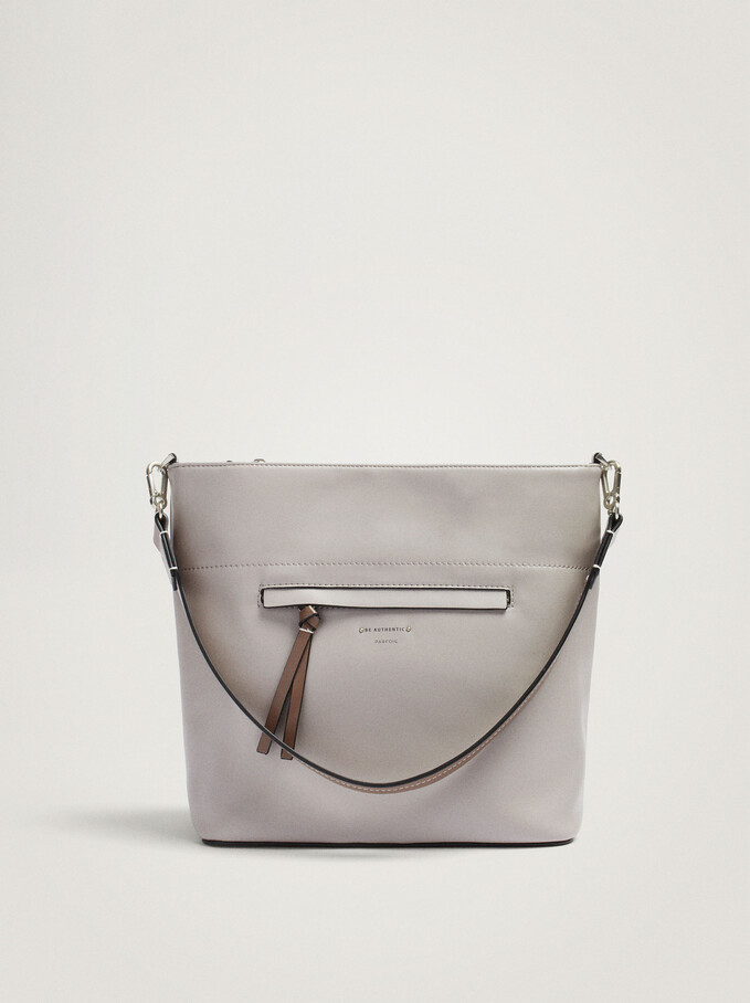 Shoulder Bag With Detachable Handle, Brown, hi-res