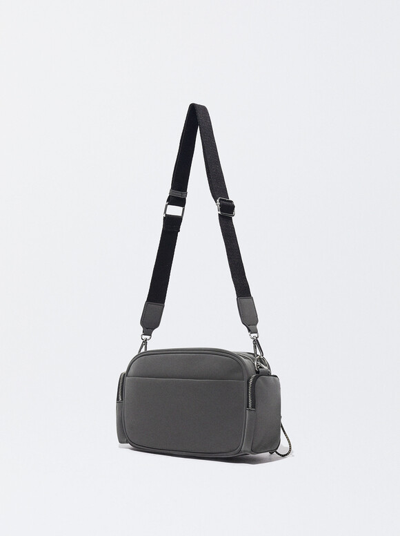 Crossbody Bag With Outer Pockets, Black, hi-res