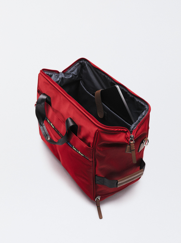 Nylon Weekend Bag, Red, hi-res