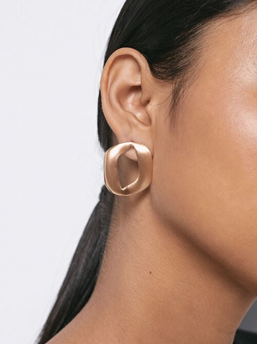 Gold Earrings With Matte Effect