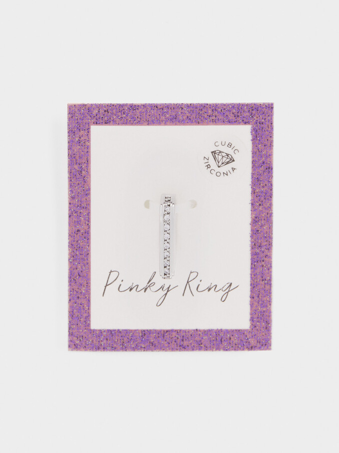 Pinky Finger Ring With Zirconia, , hi-res