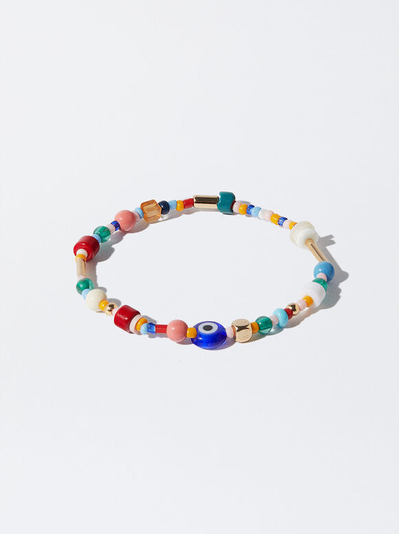 Bracelet Élastique Avec Perles Fantaisie, Multicolore, hi-res