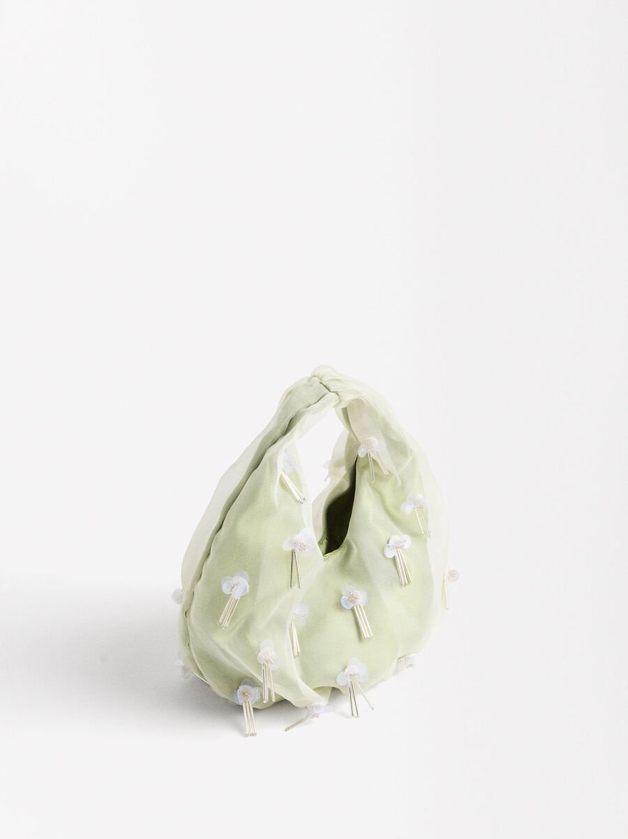 Fabric bag with floral applications