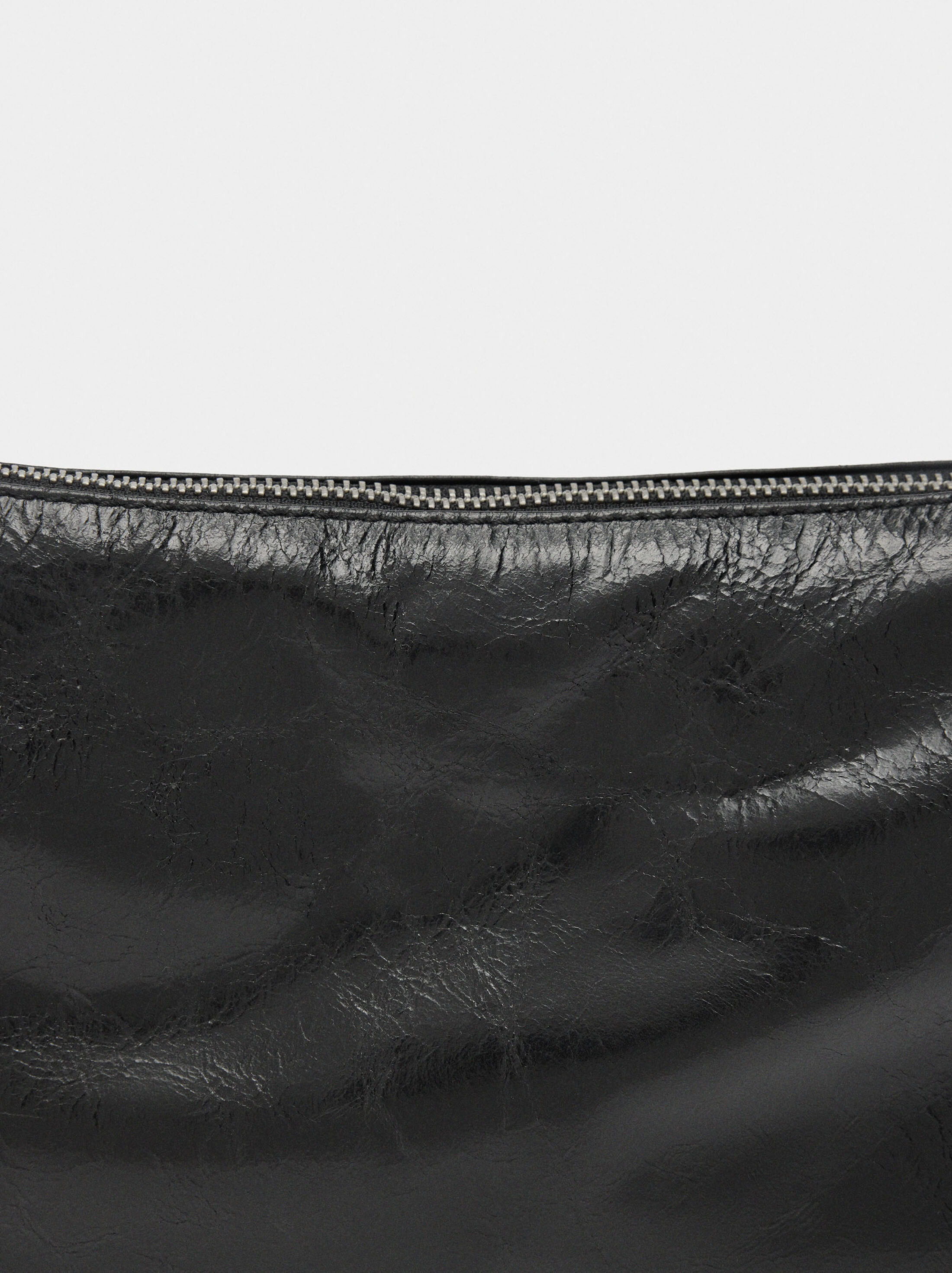 Leather hobo bag with studs image number 7.0