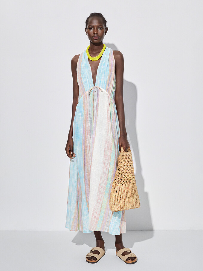 Robe En Coton Rayé, Multicolore, hi-res