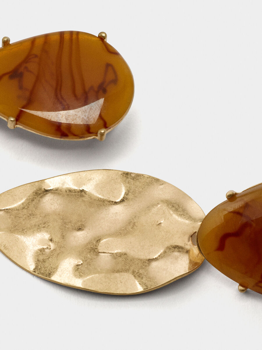 Pendientes largos de lágrima efecto carey