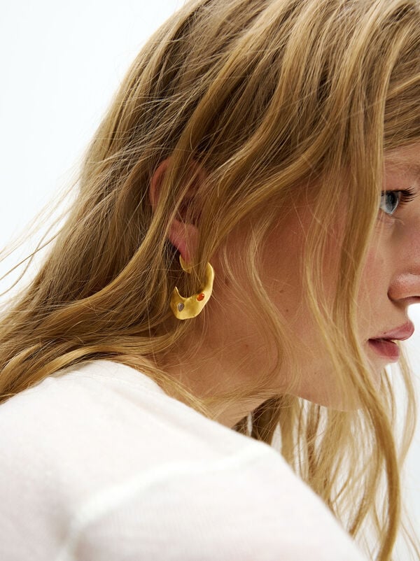 Earrings with crystals gold plated 18k