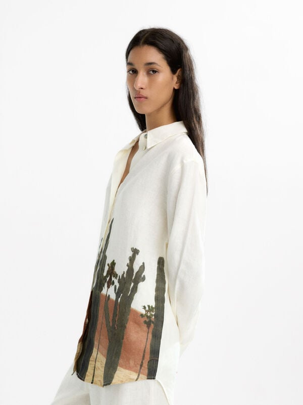 100% linen shirt with print
