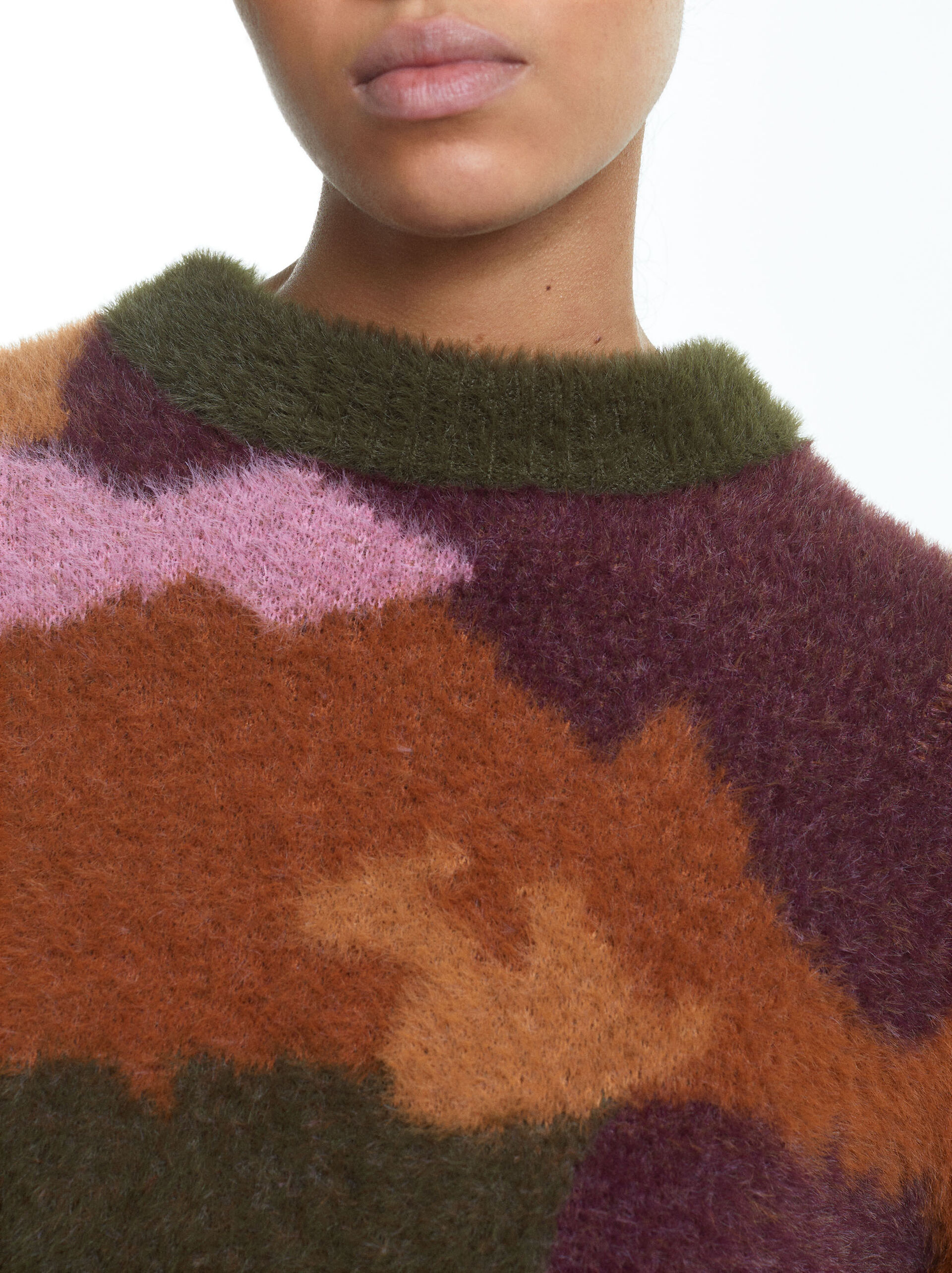 Fur Effect Jacquard Sweater image number 5.0
