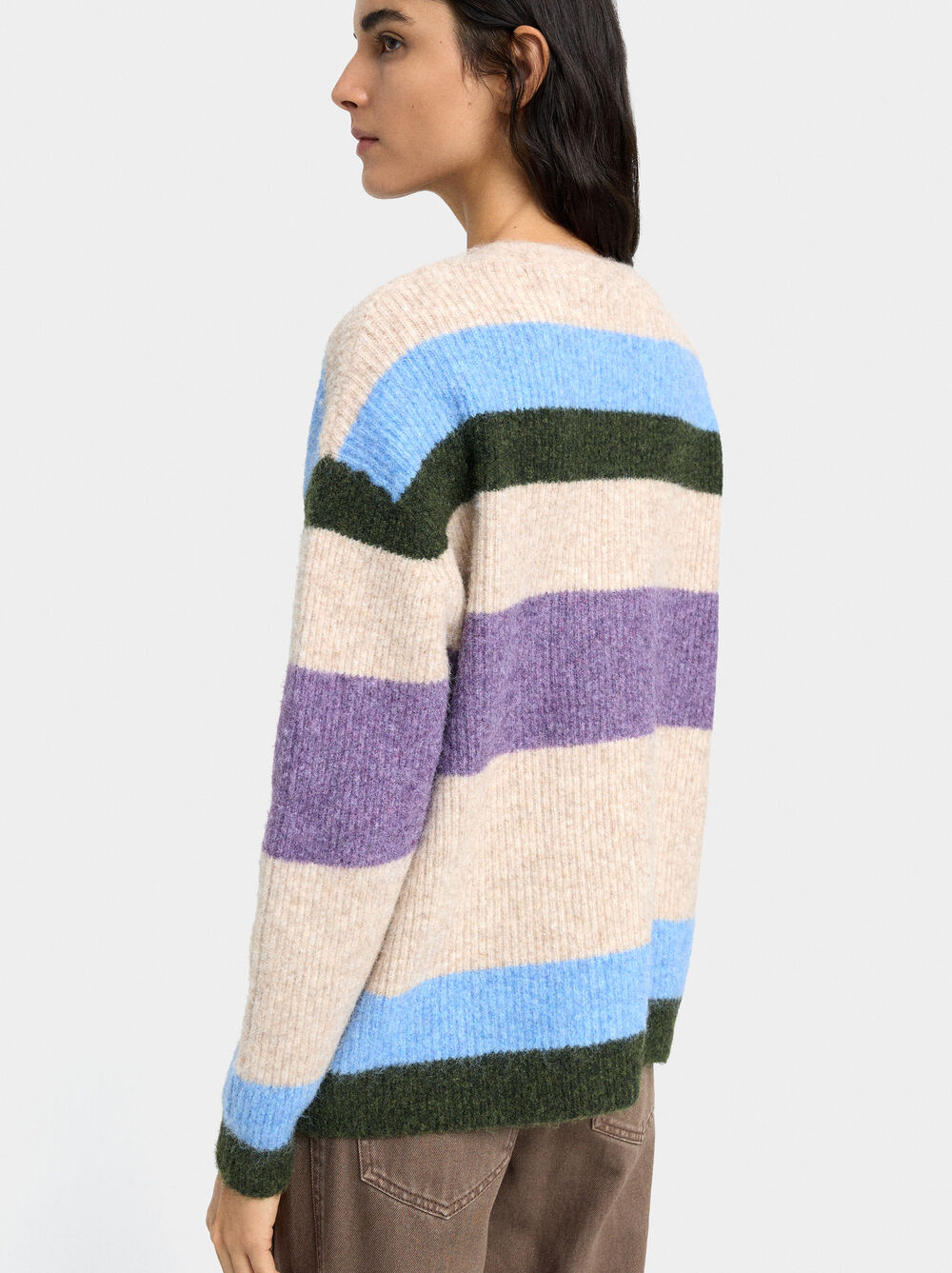 Knit cardigan with stripes