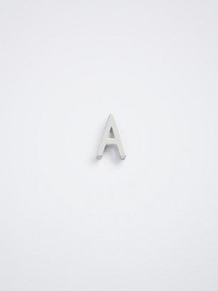 Letter A Stainless Steel Charm, Silver, hi-res