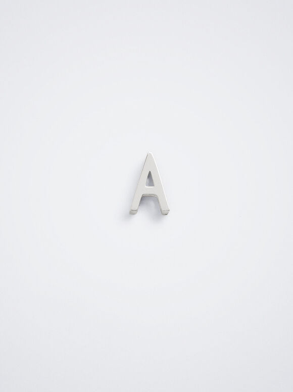 Letter A Stainless Steel Charm, Silver, hi-res