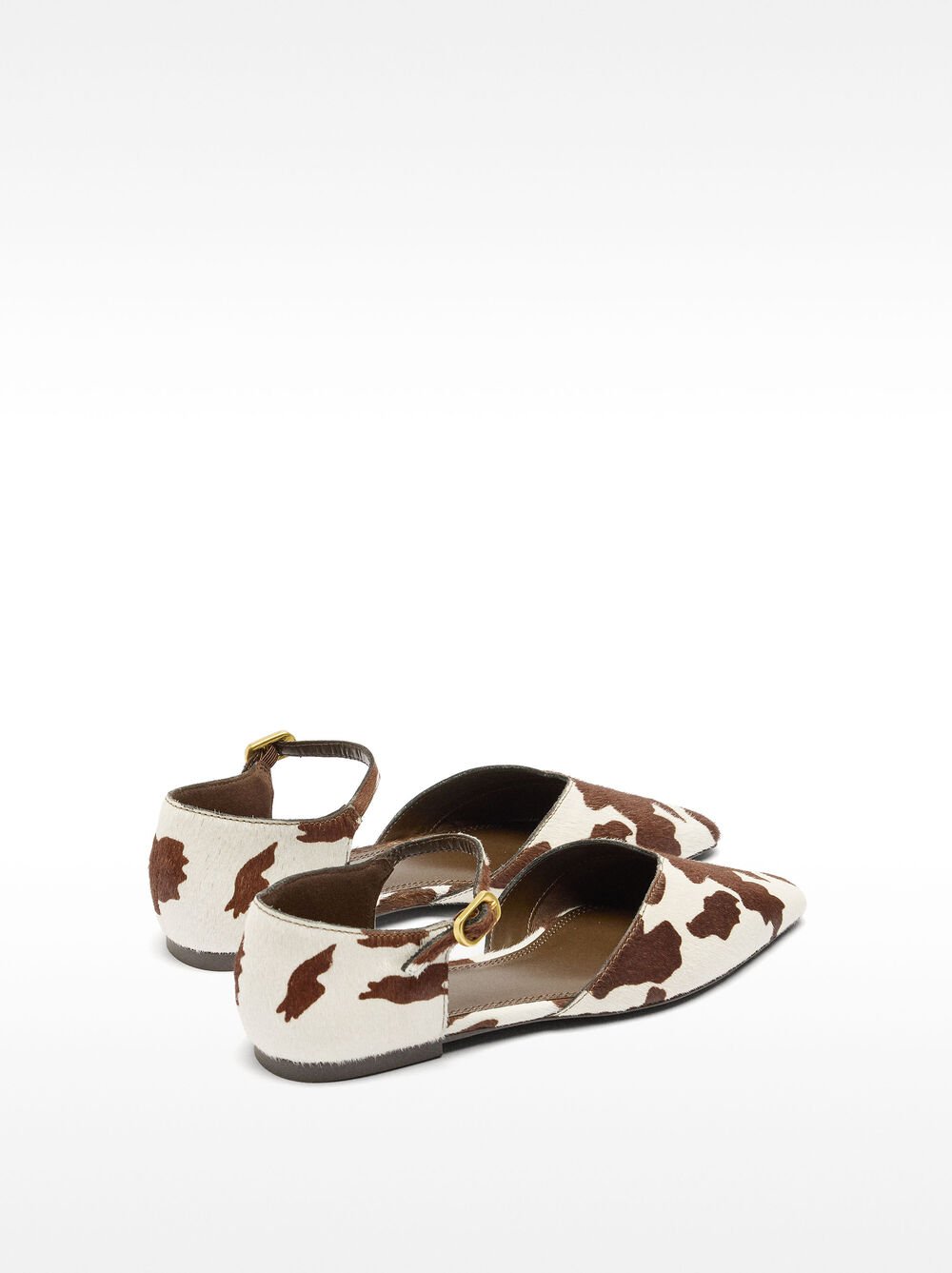Leather ballet flats with fur