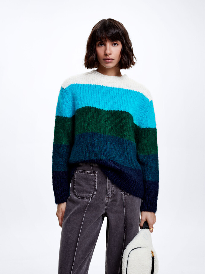 Multicoloured Knit Sweater, Multicolor, hi-res