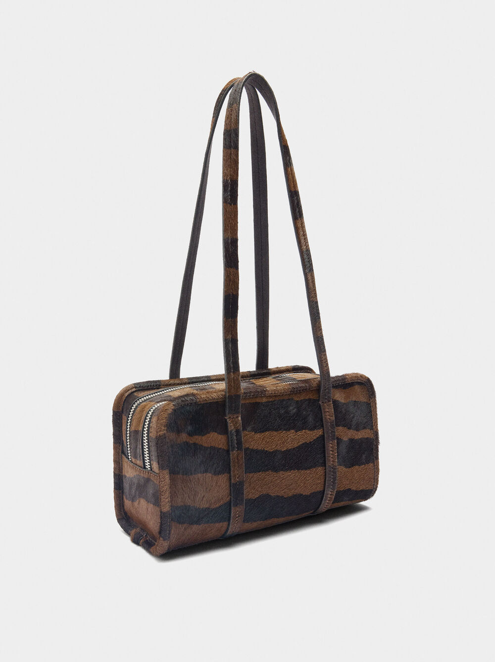 Animal print leather bowling bag
