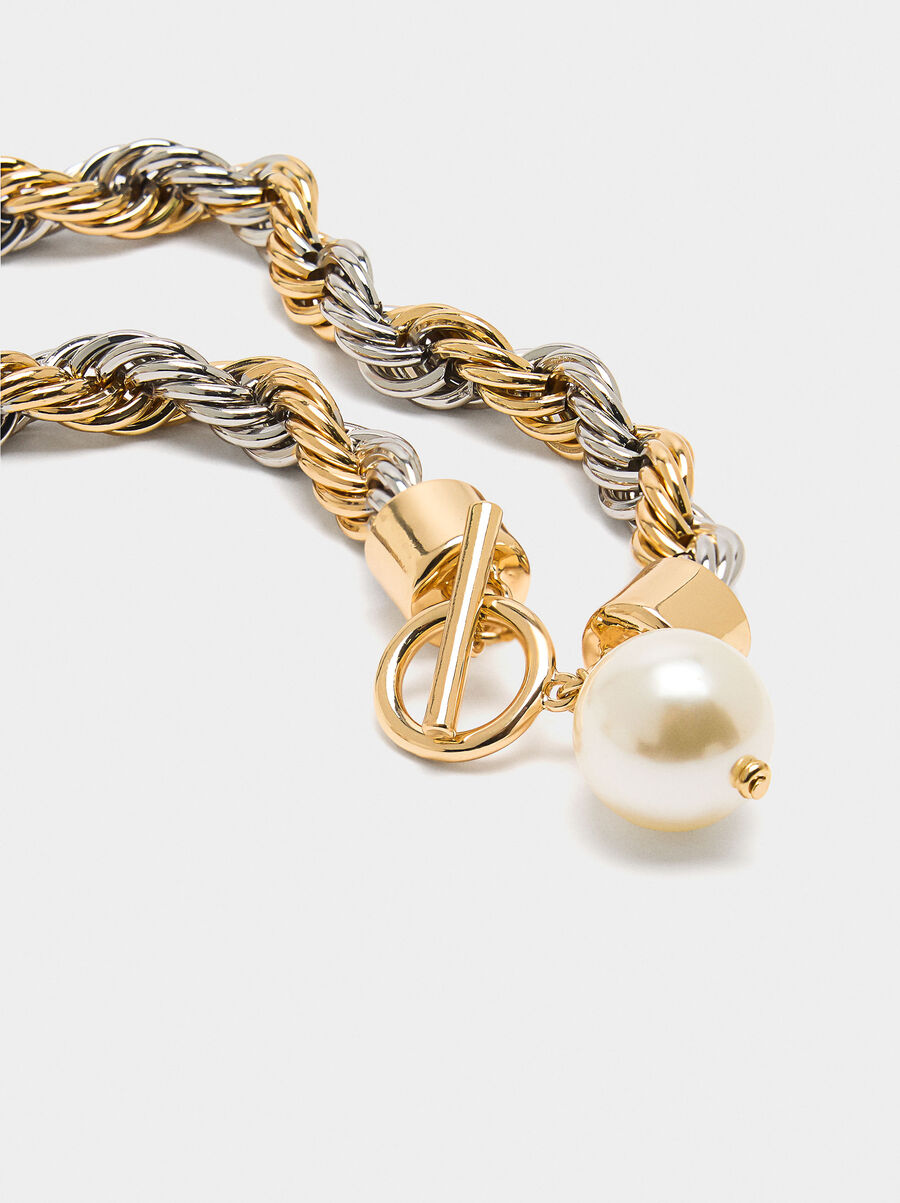 Solomon cord necklace with pearl