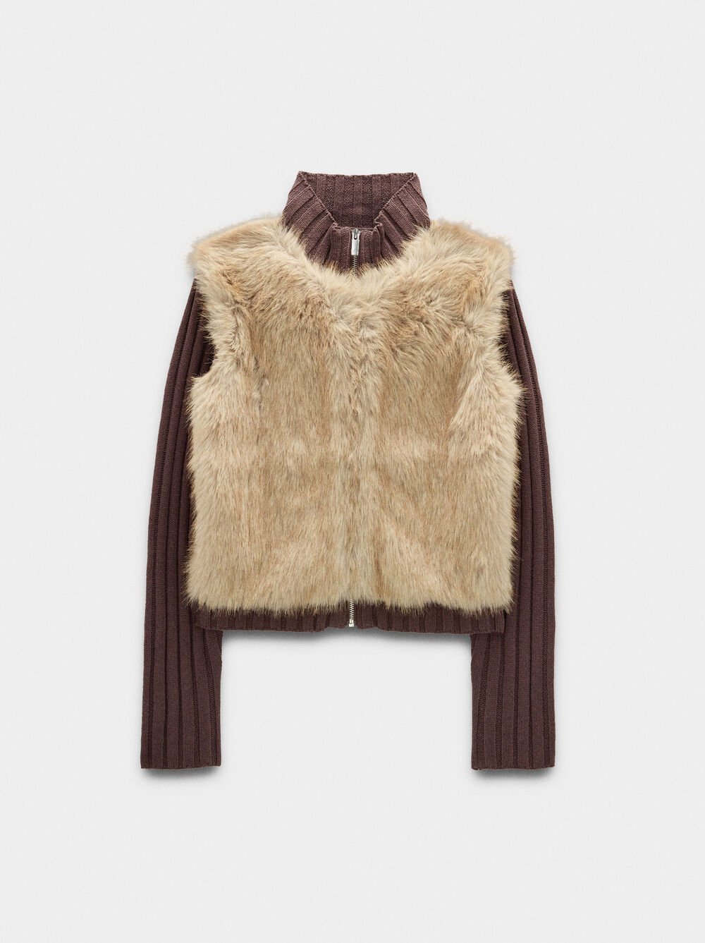 Knit effect fur cardigan
