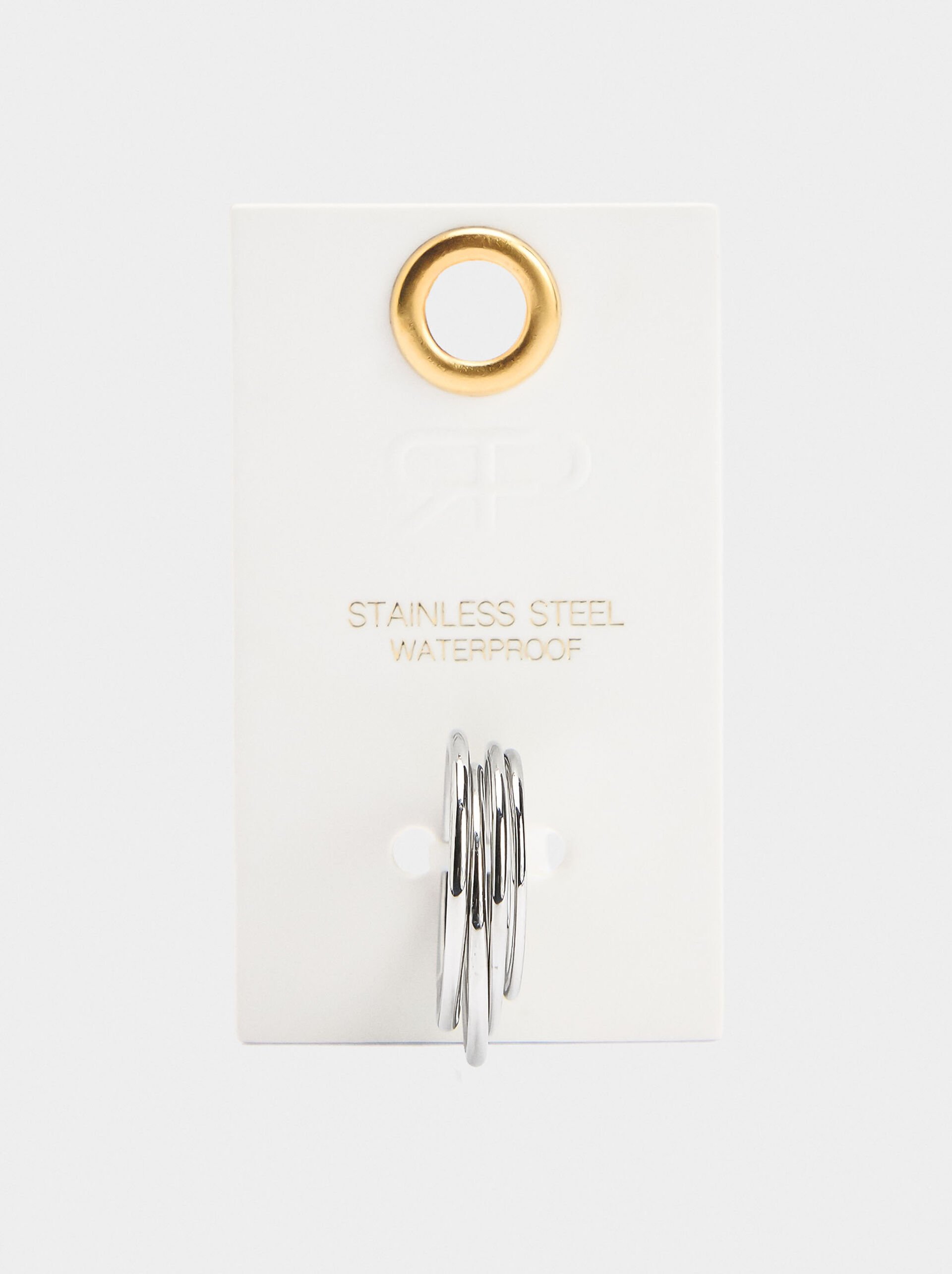 Set of four smooth rings - stainless steel image number 3.0