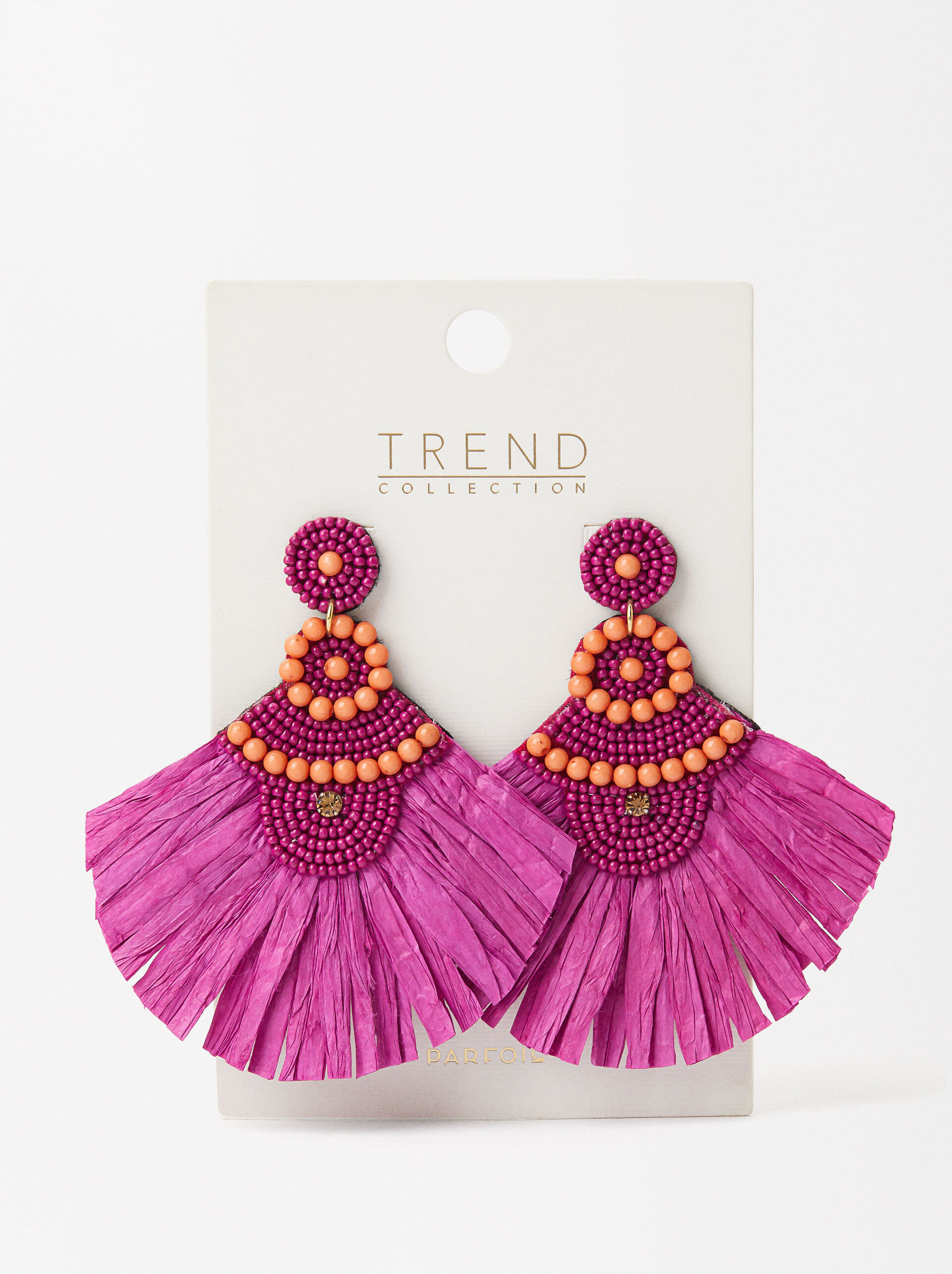 Raffia Earrings With Beads image number 3.0