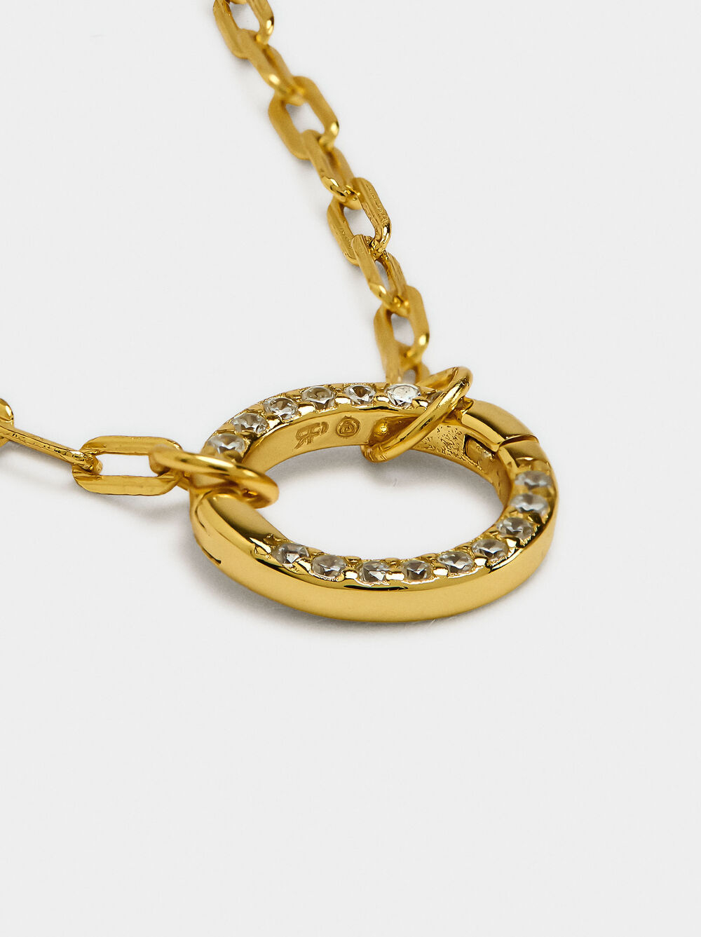 Pendant link bracelet with zirconias - 925 sterling silver