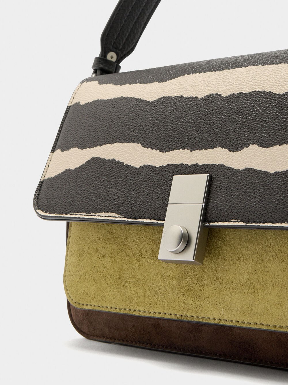 Animal printed crossbody bag with flap