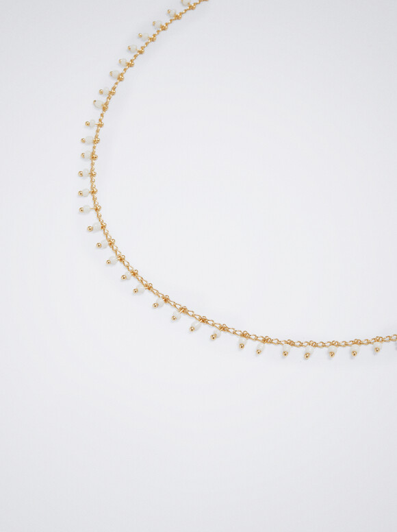Adjustable Bracelet With Beads, Golden, hi-res
